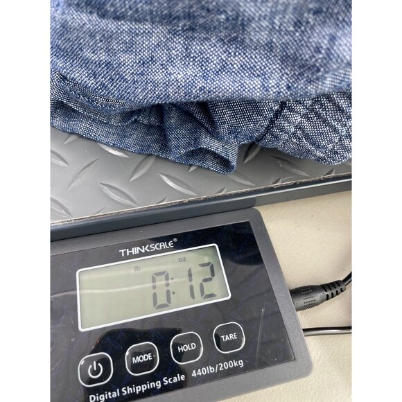 Old Navy Chambray Tapered Pull On Pants Women L Blue Linen Blend Elastic Waist - Picture 9 of 10